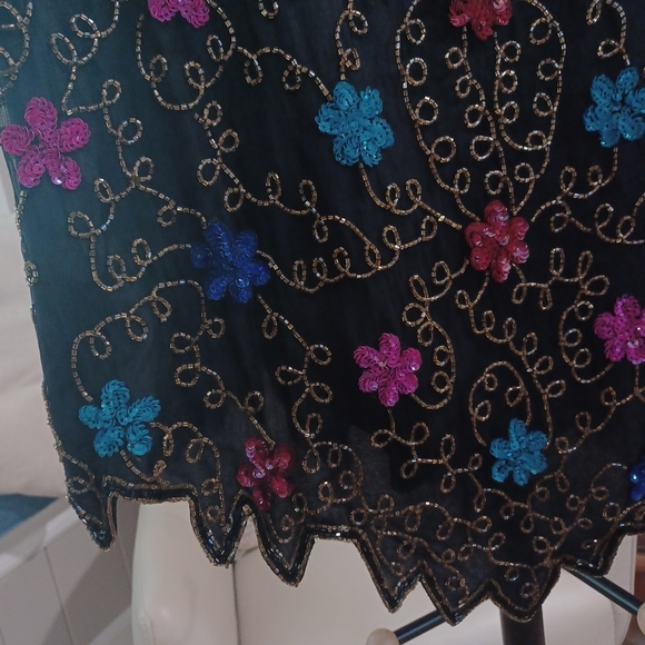 Laurence Kazar Beaded Silk Short Sleeve Top Size 3X - Picture 7 of 13